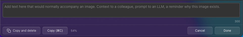 ShotFile context note bar: write a note that gets baked into the exported PNG